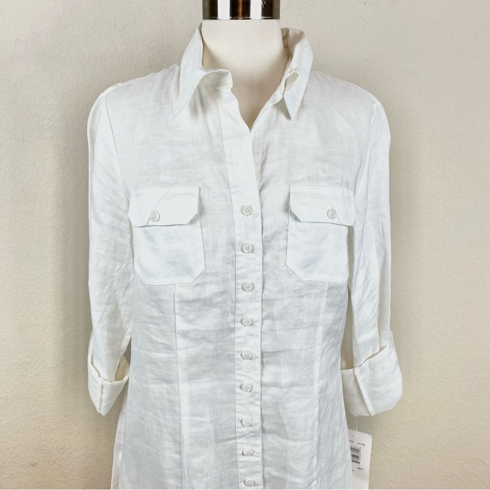 Allison Taylor Button Down Linen Quarter/Long Sleeve Shirt - Picture 2 of 11